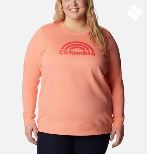 Women's Columbia Trek Graphic Crew Sweatshirts Coral | Plus Size CA-B50C3